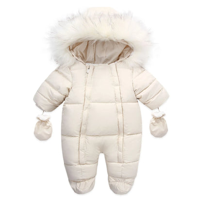 Baby Thick Warm Hooded Fleece Rompers Snowsuit childrensterritory