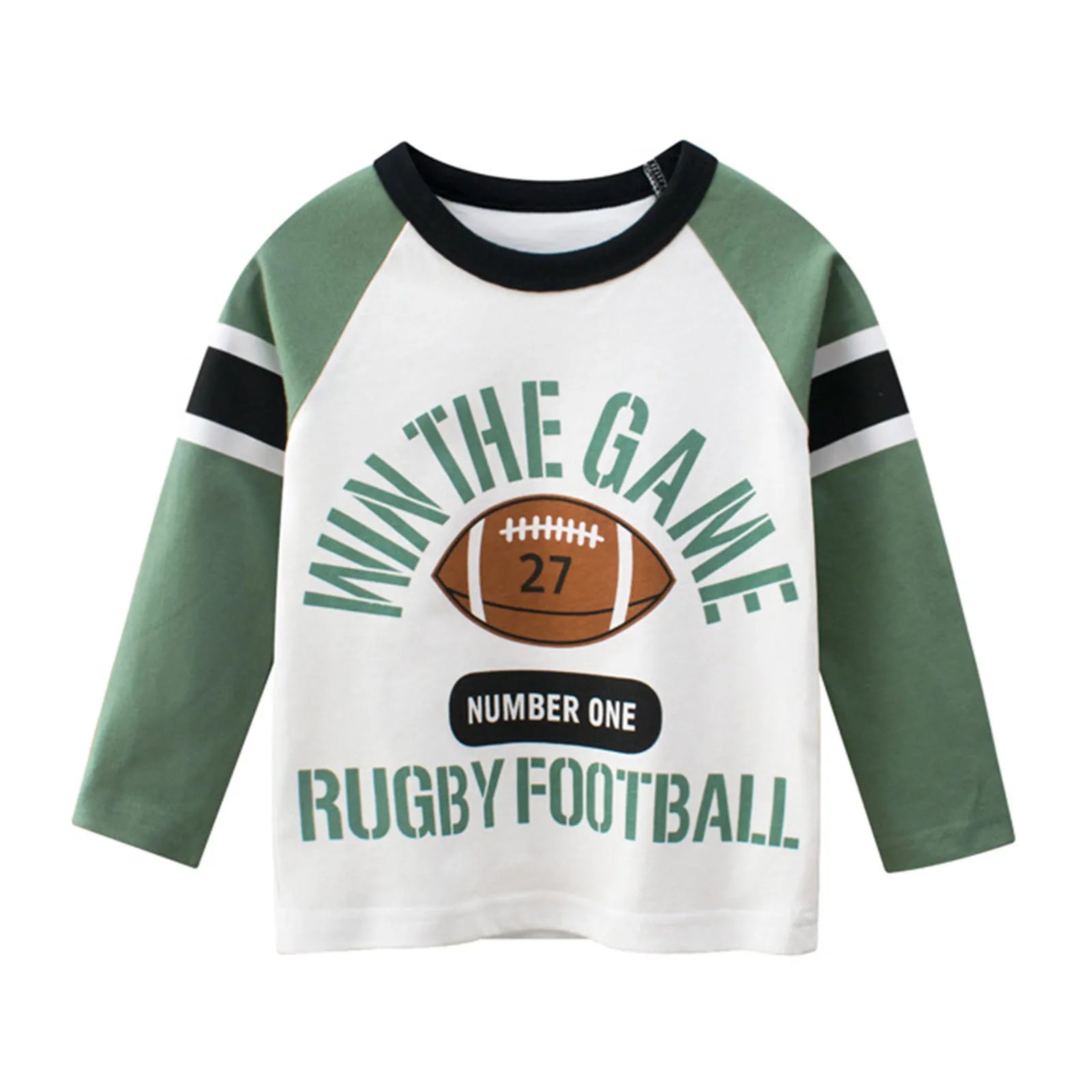 Rugby Letter Print Kids Boys Bottoming Cotton T-shirts