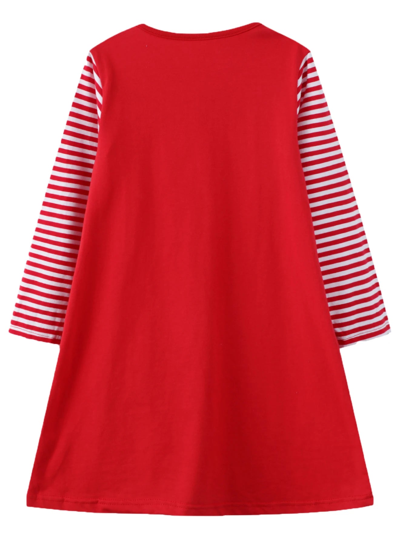 Girls' Full-Sleeve Christmas Print Dresses