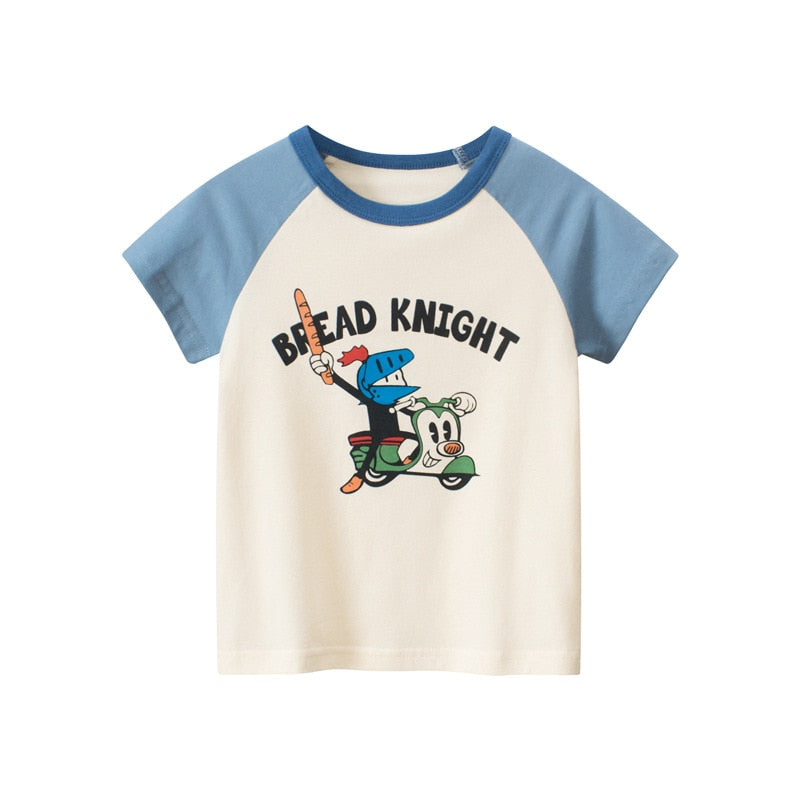 Cartoon Letter Printed Kids Boys Girls Loose Summer Cotton Top childrensterritory