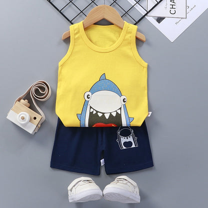 2PCS Cotton T-Shirts and Shorts Set for Toddler Boys Girls childrensterritory