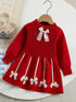 Girls’ Bow Design Winter Soft Dresses childrensterritory
