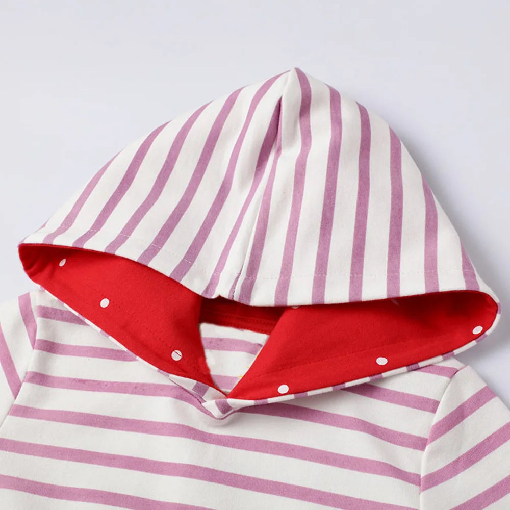 Kids Girls Strawberry Applique Hooded Dress childrensterritory