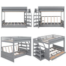 Full Size Convertible Wooden Bunk Bed with Storage Staircase childrensterritory