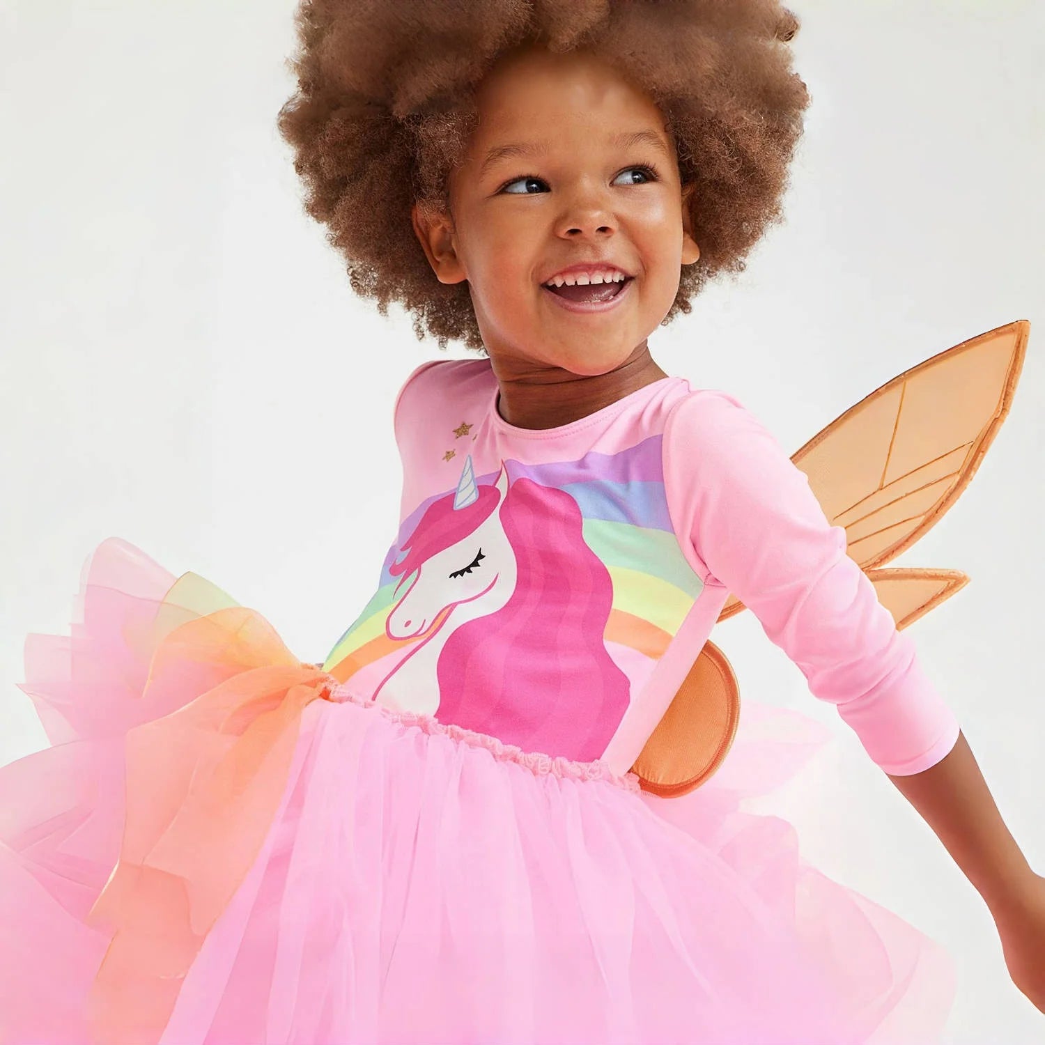 Kids Girls' Unicorn and Rainbow Print Long - Sleeve Dress