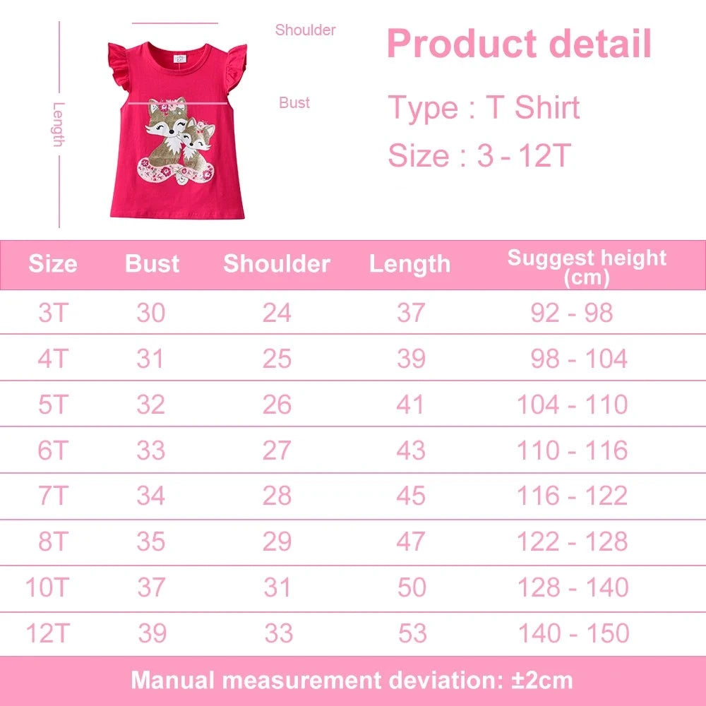 Kids Girls Cat Cartoon Print Flare Sleeve Summer T Shirts childrensterritory