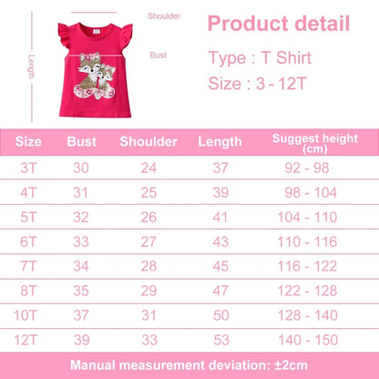 Kids Girls Cat Cartoon Print Flare Sleeve Summer T Shirts childrensterritory
