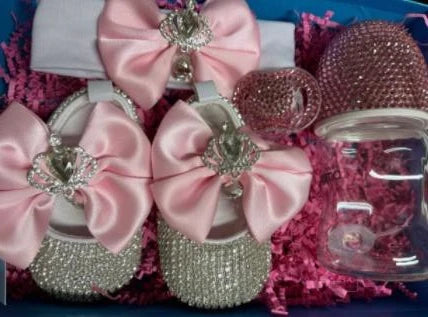 Luxury Keepsake Diamond Baby Bottles and Shoes Headband Set childrensterritory