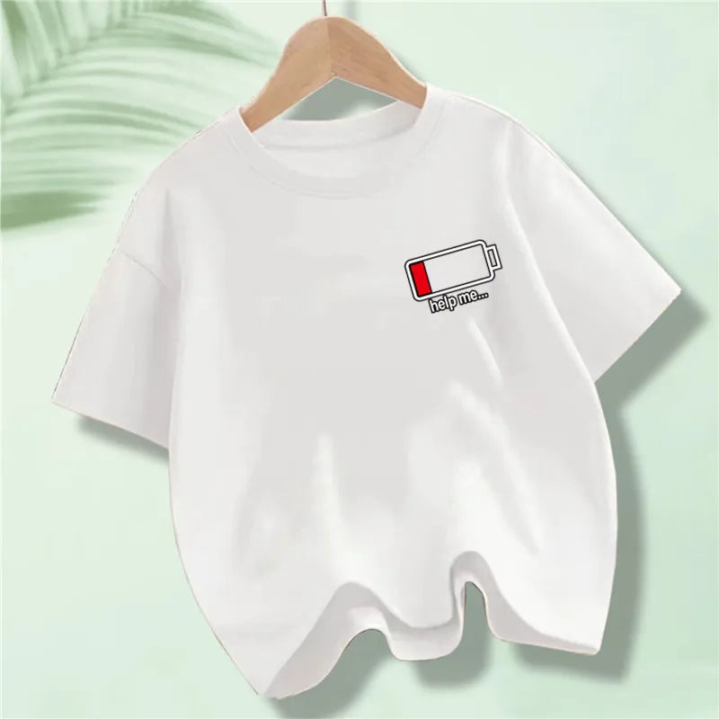 Kids 100% Full Battery Design T-shirts for Summer childrensterritory