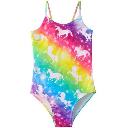 Kids Girls One-piece Sling Swimsuit with 3D Fish Scale Printing