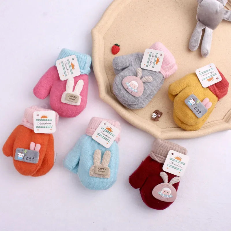 Cartoon Design Knitted Warm Gloves for Baby/Kids childrensterritory