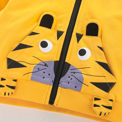 Tiger Embroidery Kids Boys Girls Hooded Zipper Jackets childrensterritory