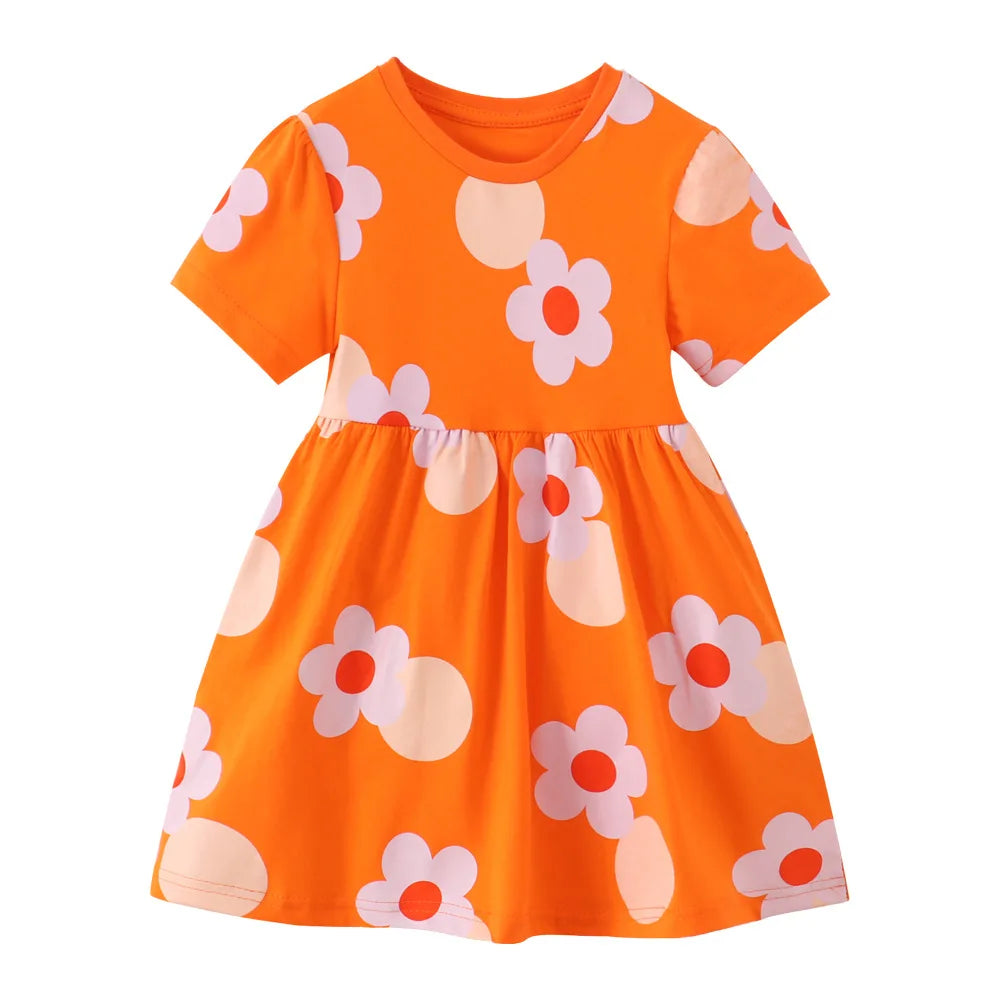 Kids A-LINE One-piece Printed Summer Dresses for Girls