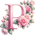 Self-Adhesive Pink Flower Letter Art Wall Decals childrensterritory