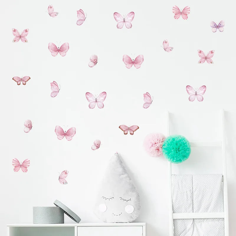 Home Decoration 3Pcs Pink Butterfly Wall Decals for Kids Room