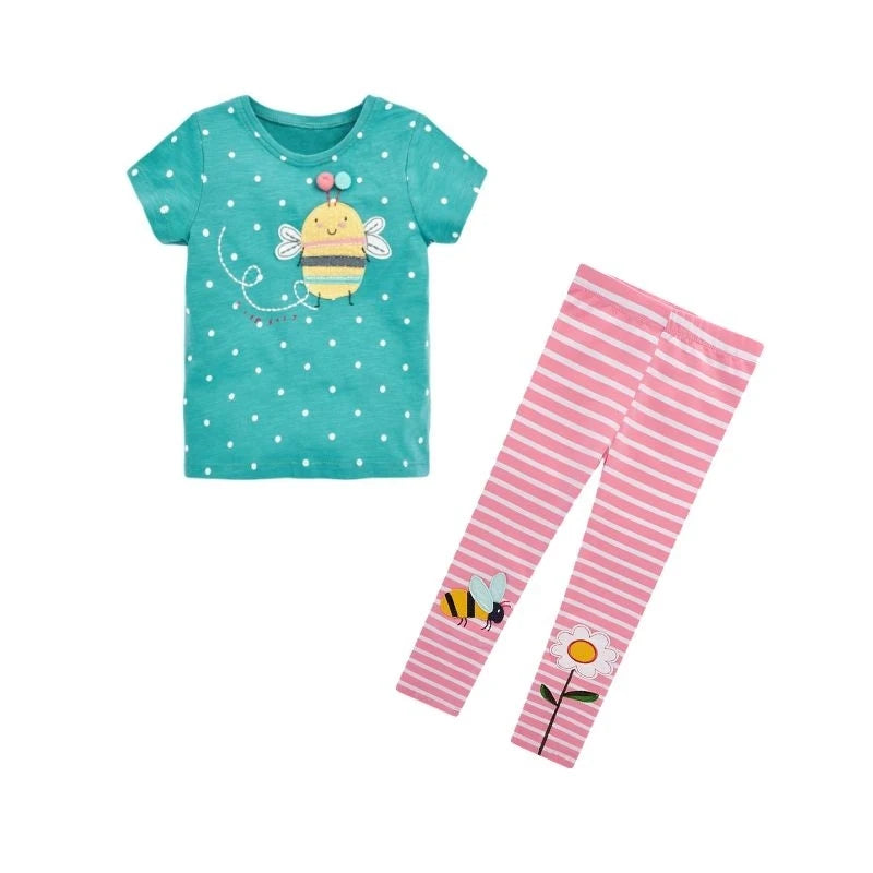 Little Girls Lovely Cartoon Design Summer Cotton Outfits childrensterritory