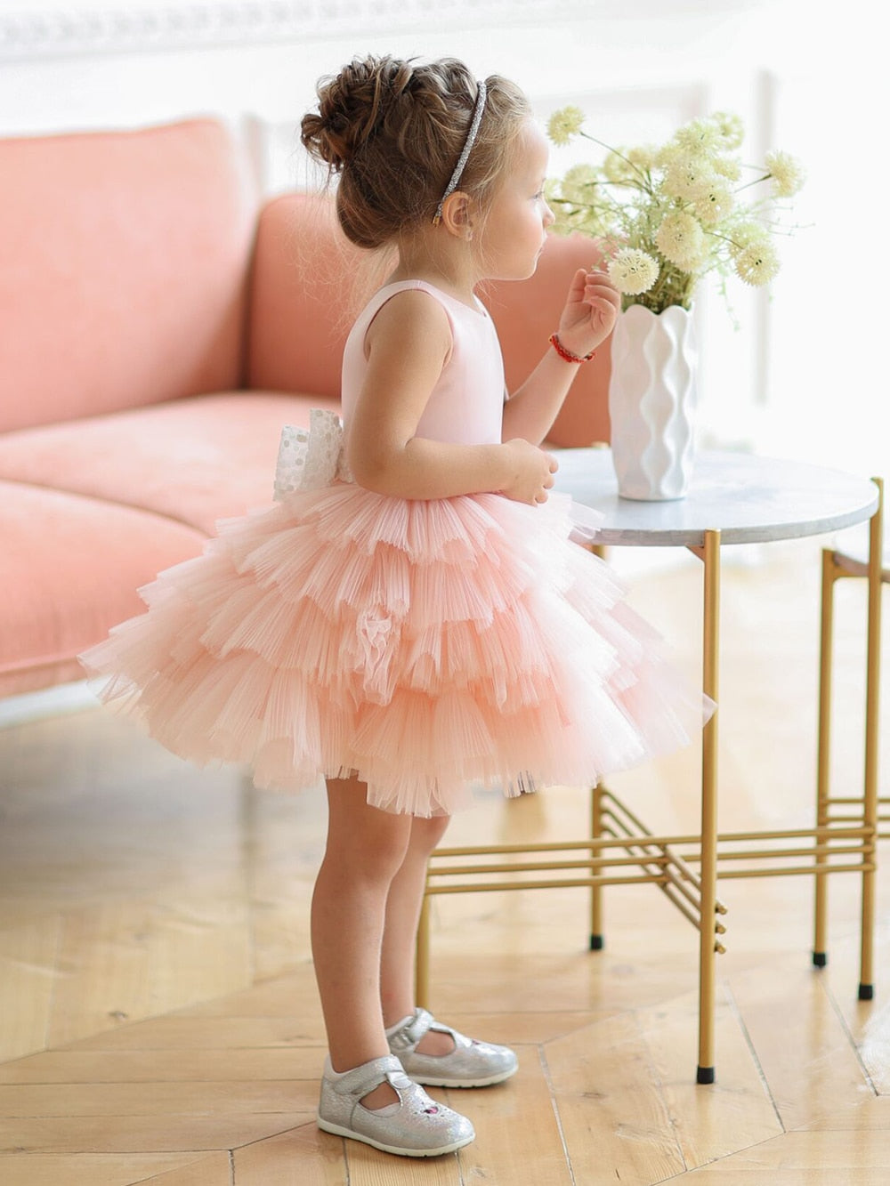 Puffy Layers Pink Wedding Party Dress for Baby/Kids Girls childrensterritory