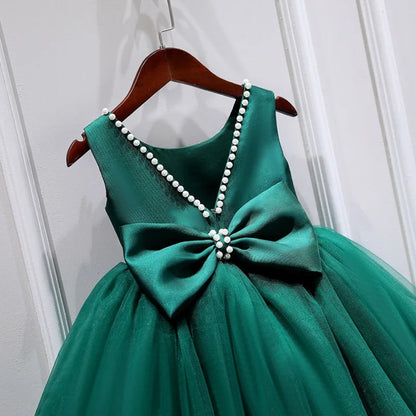 Little Girls Bridemaid Wedding Party Big Bow Princess Dress