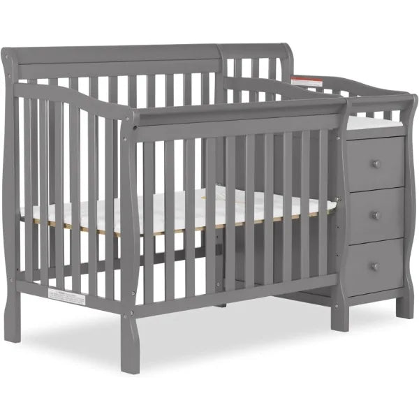 Steel Grey 3-in-1 Changing Table and Full-Size Crib Combo