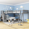 L-shaped Full Bunk Bed with Three Drawers and a Staircase childrensterritory