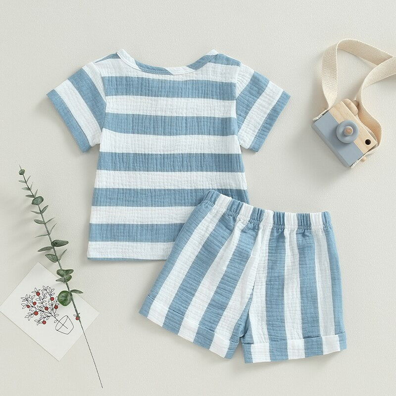 Striped Printed Baby Boy Girl 2Pcs Summer Outfits childrensterritory
