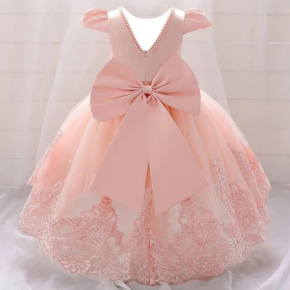 Baby Girls Bow Design Tulle 1st Birthday/Baptism Dresses childrensterritory