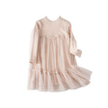 Knitted Mesh Splice Dresses for Little Girls with Round Neck childrensterritory