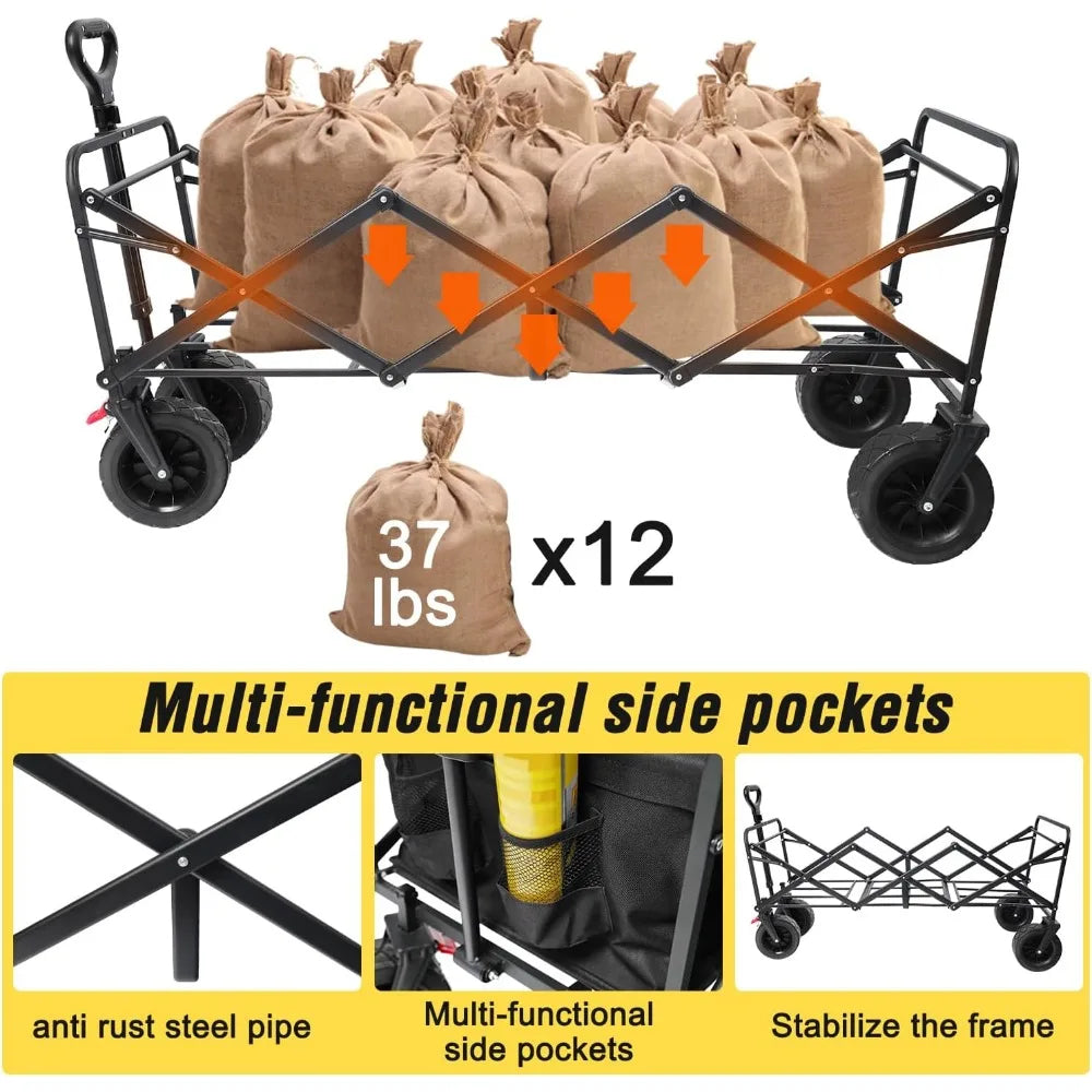 A Robust, Foldable Utility Garden Cart with Large All-terrain Wheels childrensterritory
