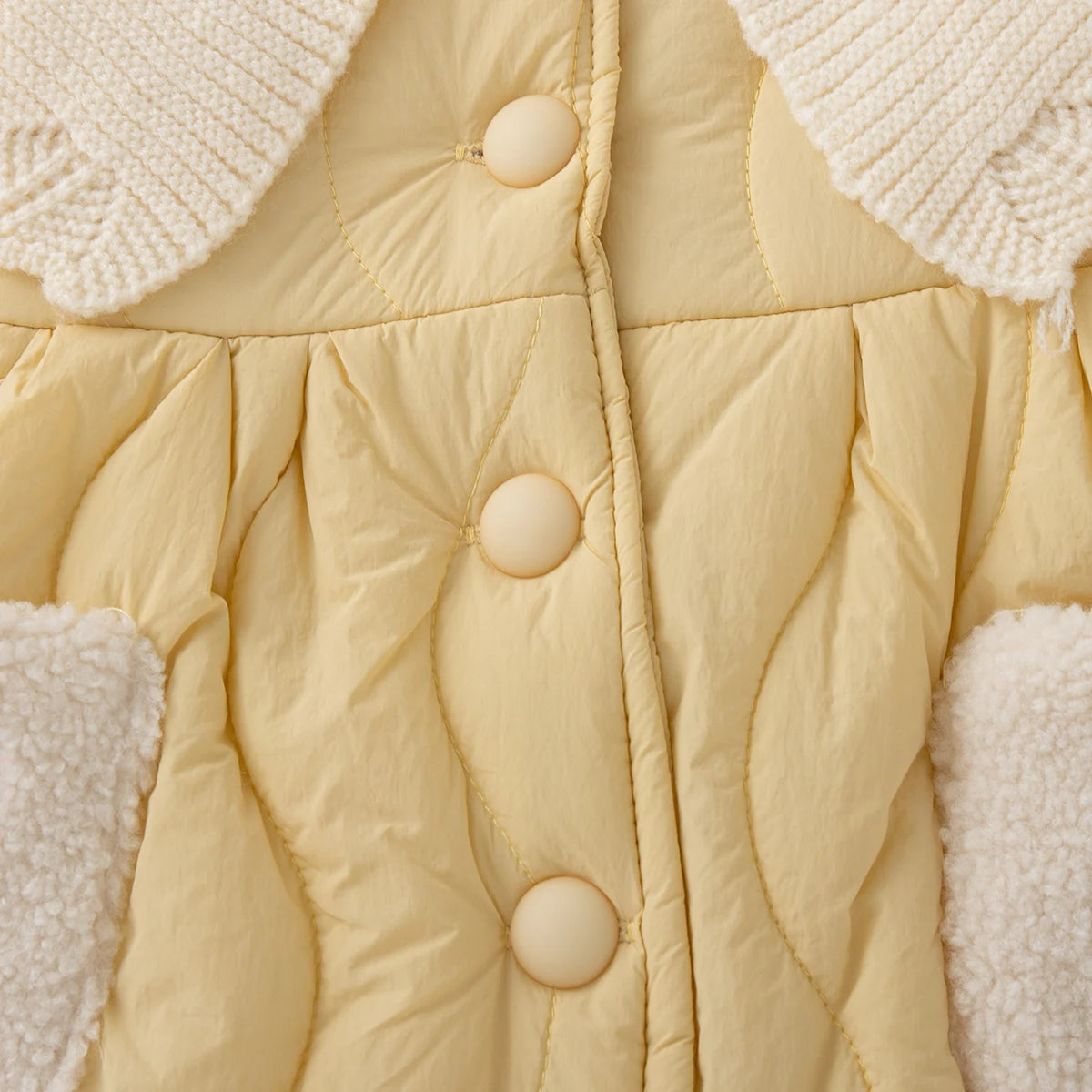 Girls' Long-Sleeved Collar Design Winter Coat