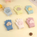 Kids Cartoon Design Furry Coral Fleece Short Gloves Mittens childrensterritory