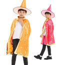 Kids Black Purple Red Carnival Cloak with Witch Hat