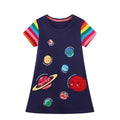 Kids Girls Solar System Print Summer Dresses