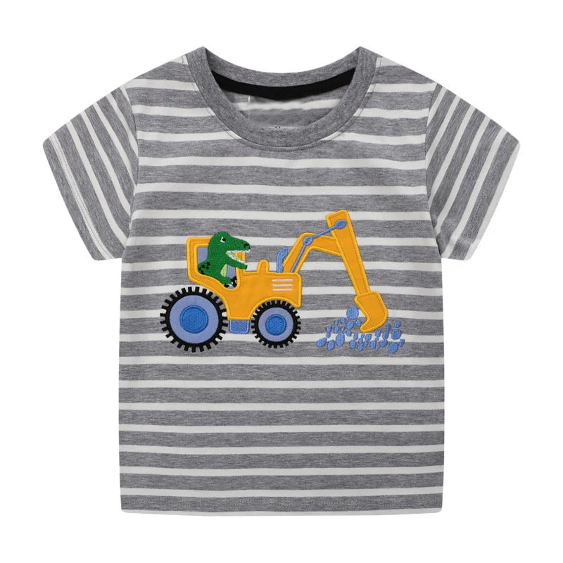 Boys Cartoon Print Summer Casual T-Shirt childrensterritory