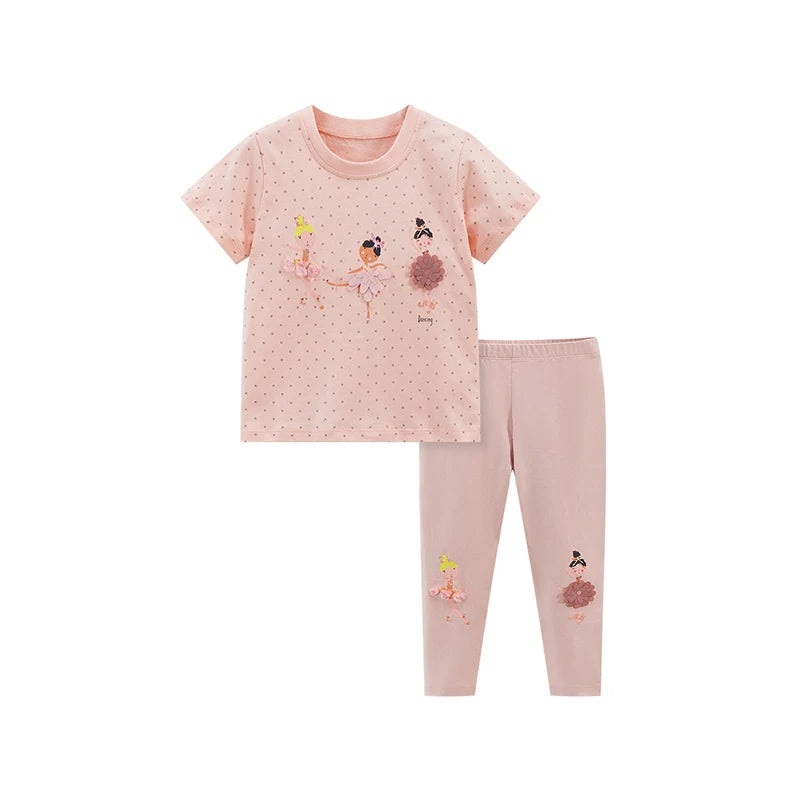 Little Girls Cartoon Ballet Design Summer Clothing Set childrensterritory