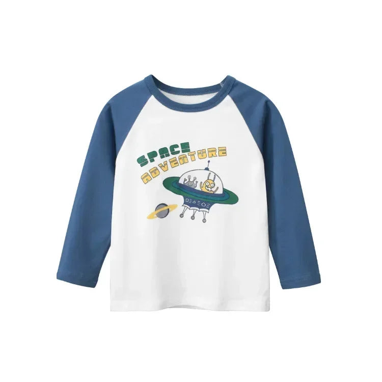 Rugby Letter Print Kids Boys Bottoming Cotton T-shirts