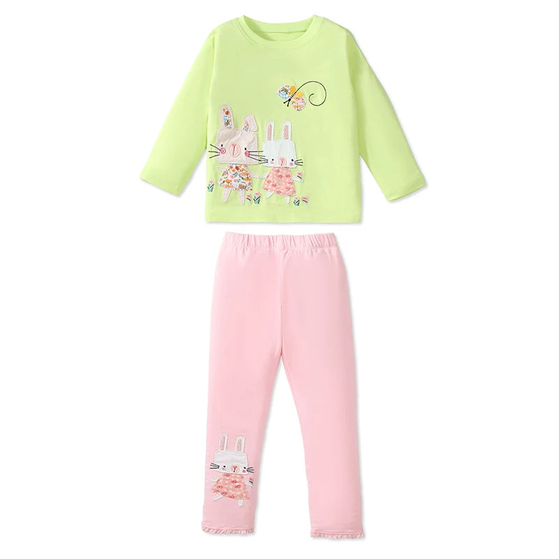 Girls Cartoon Design Full Sleeves T- Shirts And Leggings Set childrensterritory