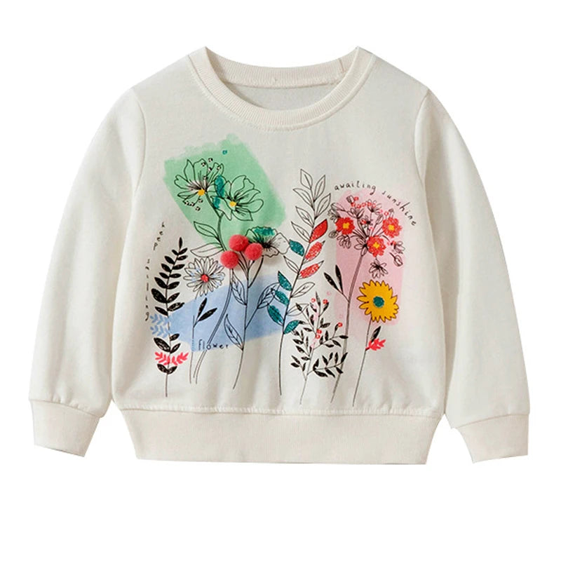 Full-Sleeve Cartoon Print Sweatshirts For Girls