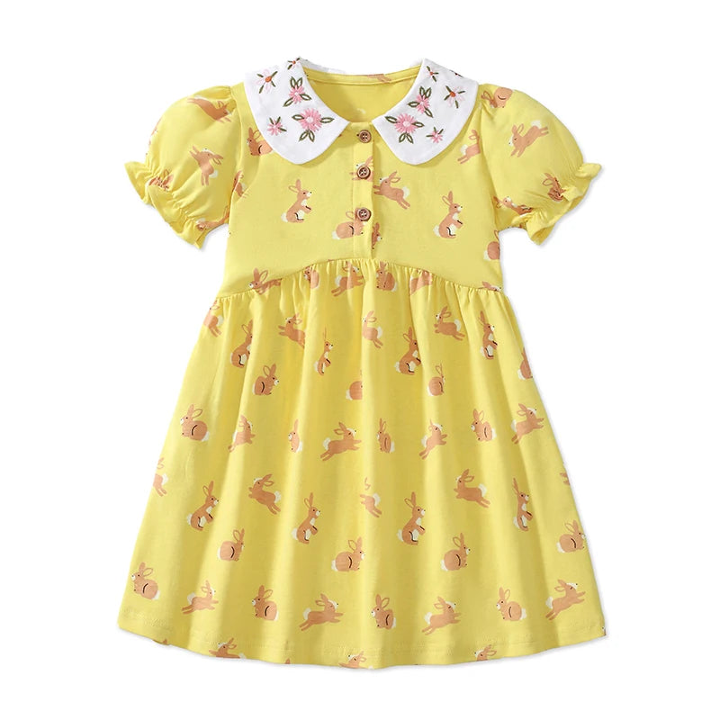 Little Girls Cartoon Embroidered Design Summer Dresses childrensterritory