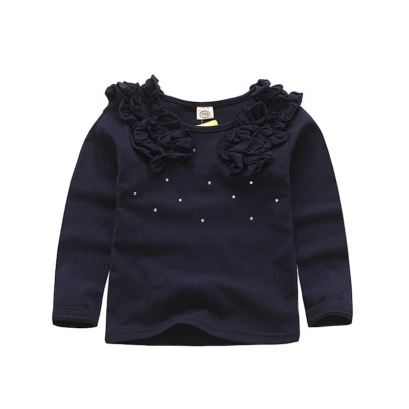 Girls' Long-Sleeved Flower Design Summer T-Shirts