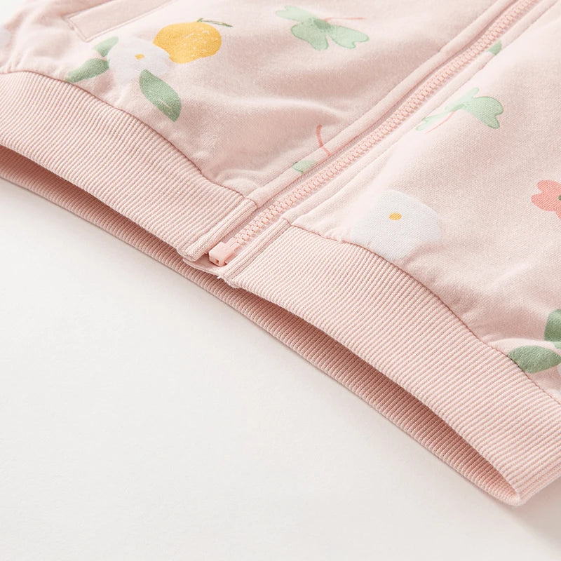 Kids Zipper Floral Print Long Sleeve Warm Coat Set childrensterritory