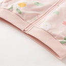 Kids Zipper Floral Print Long Sleeve Warm Coat Set childrensterritory