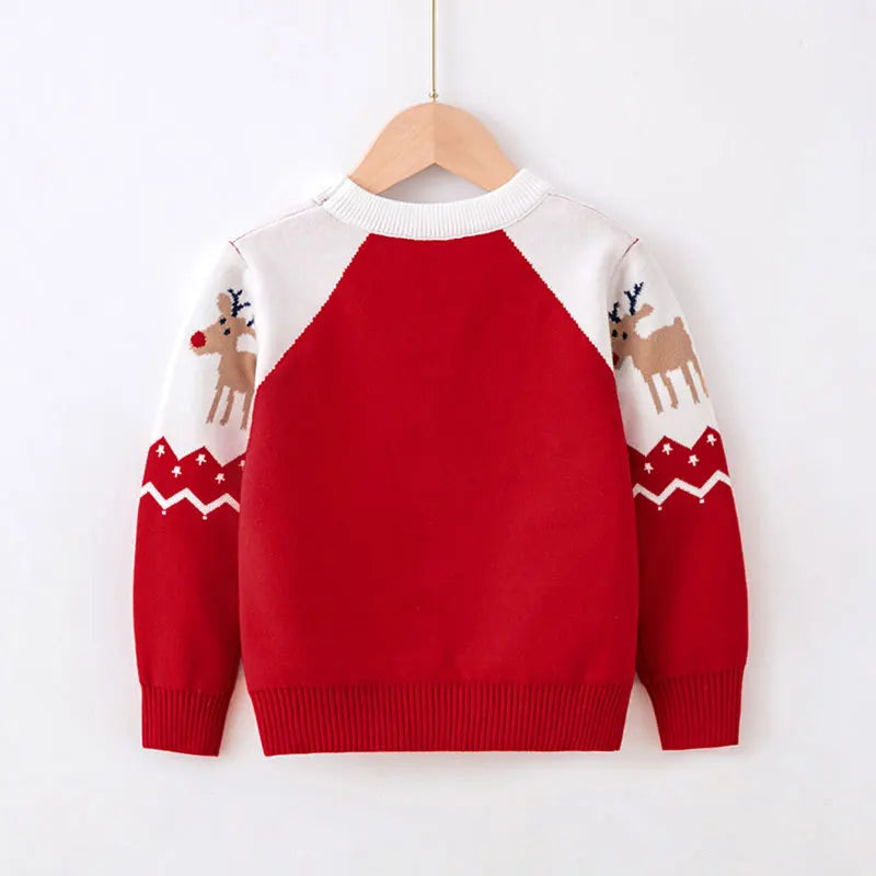 Kids’ Long-Sleeve Christmas-Design Warm Pullover Sweater