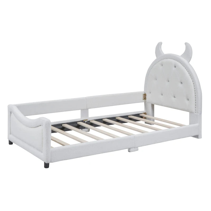 Daybed with Upholstery and A Padded Headboard for Bedroom childrensterritory