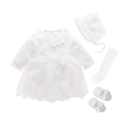 Newborn Girl Christening Dresses Set (Shoes, Tights &amp; Long Socks) childrensterritory
