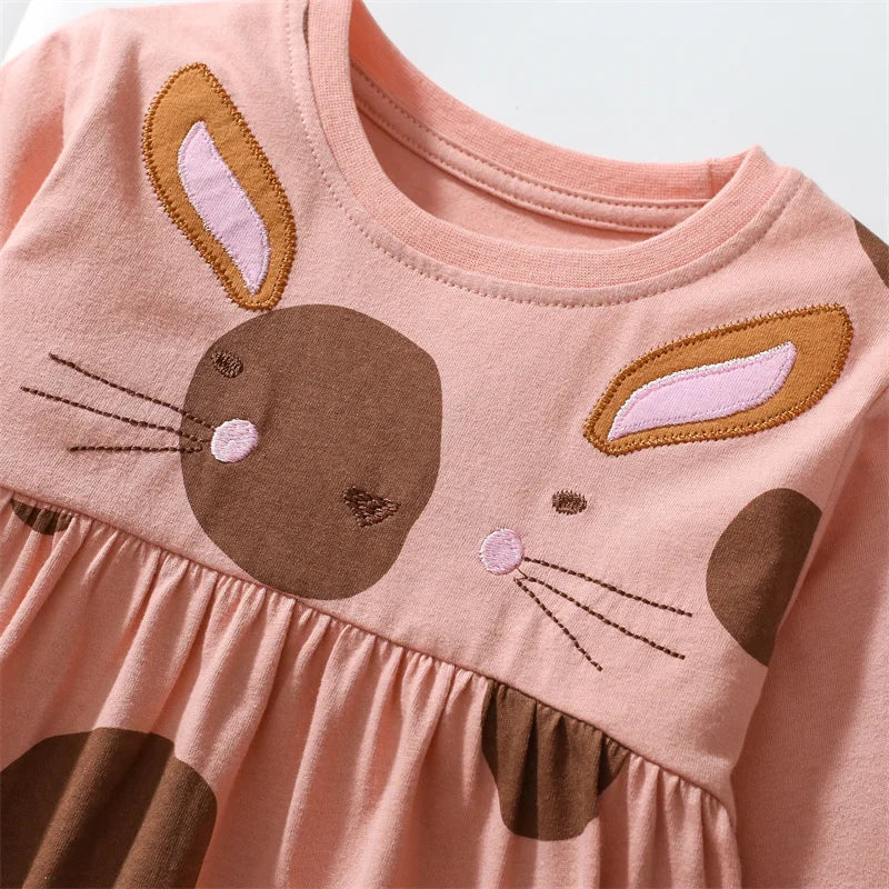 Full-Sleeve Animal Print Summer Dresses For Girls