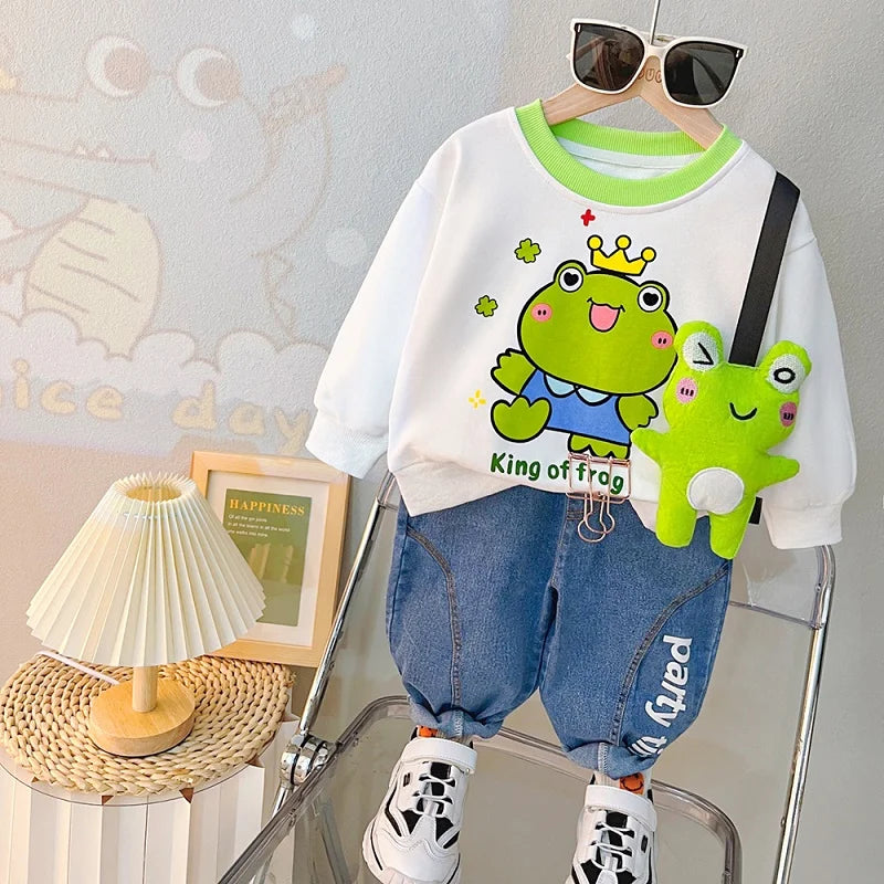 Cartoon Design Baby Boy Color Blocking 2PC Casual Clothes Set