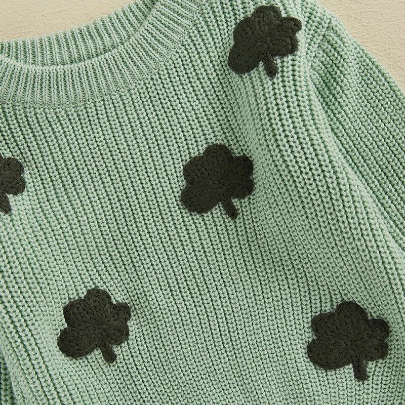 Toddler Clover Embroidery Adorable Pullover Tops childrensterritory
