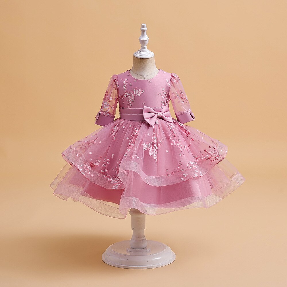 Flower Embroidery Tulle Princess Dresses for Kids Girl Birthday childrensterritory