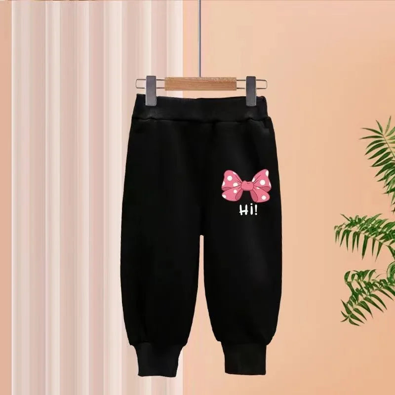Bow Letter Printing Sweatshirt and Pants Set for Little Girls childrensterritory