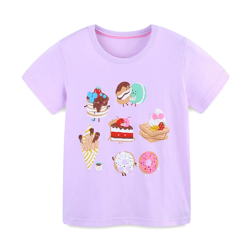 Girls Cartoon Print Casual Summer T-Shirts